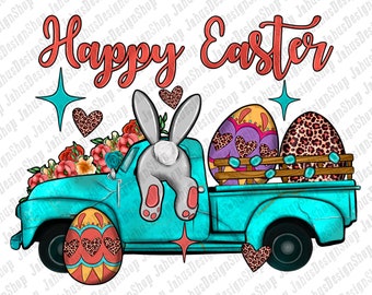 Happy Easter Bunny Tuck Png Sublimation Design, Easter Sublimation Png, Bunny Truck Png,Easter Day Png, Happy Easter Png, Digital Download