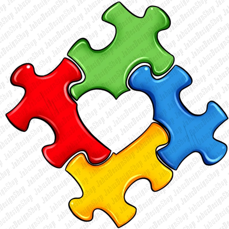 K&ouml;nnte beinhalten: Vier Puzzleteile, rot, gr&uuml;n, blau und gelb, f&uuml;gen sich zu einer Herzform zusammen. Das Herz ist wei&szlig; umrandet.
