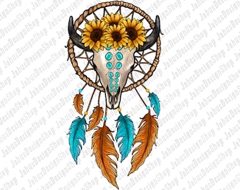 Bull Skull Dreamcatcher Png Sublimation Design, Bull Skull Png, Dreamcatcher Png, Western Png, Png Sublimation Design, Instant Download