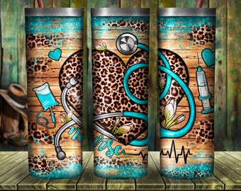 Western Nurse Leopard Heart Tumbler Png, Nurse Png, Nurse Life Png, Nursing Png, Nurse Tumbler Png, Nurse Stethoscope Png, Digital Download
