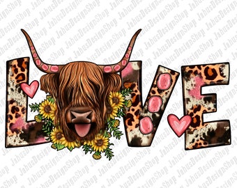 Western Cow Love Png Sublimation Design, Valentine Cow Love Png, Western Cow Png, Western Love Png, Valentine's Cow Png, Digital Download