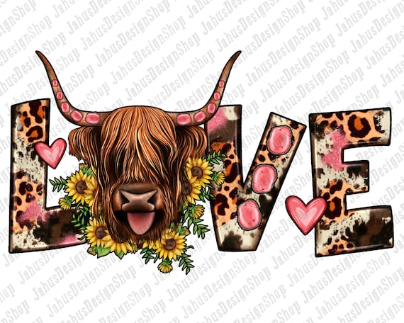 Western Cow Love Png Sublimation Design, Valentine Cow Love Png, Western Cow Png, Western Love Png, Valentine's Cow Png, Digital Download
