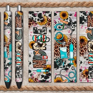 Western Nurse Pen Wrap Png Sublimation Design, Nurse Pen Wrap Png, Nurse Life Png, Sunflower And Cowhide Pen Wrap Png, Digital Download