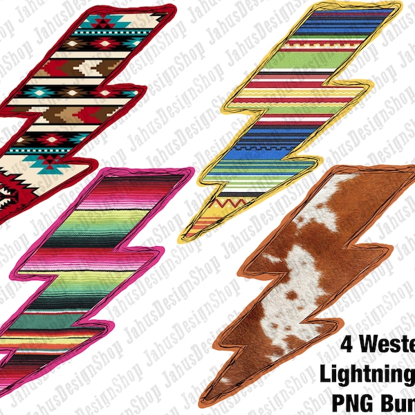 Western Lightning Bolt Bundle Png, Cowhide Aztec Lightning Bolt PNG,Western Lightning Bolt,Sublimation Design,Lighting Bolt,Instant Download