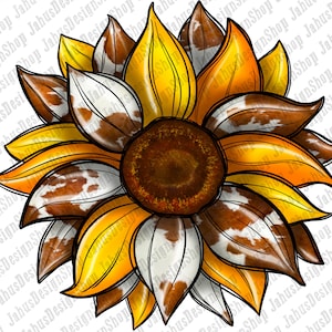 Cowhide Yellow Sunflower Png Sublimation Design, Sunflower Png, Cowhide Sunflower Png, Yellow Png, Western Sunflower Png, Instant Download