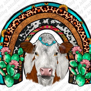 Western Simmental Cattle Rainbow PNG Sublimation Design, Western Cow Png,Simmental Cattle Rainbow Png,Simmental Cattle,Rainbow PNG Downloads
