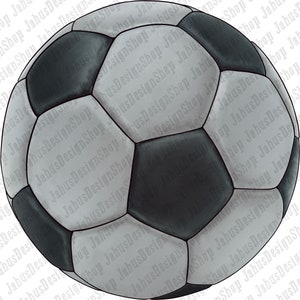May include: A black and white football with a textured surface.