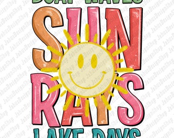 Boat waves sun rays lake days png sublimation design download, lake vibes png, summer png, beach love png, sublimate designs download