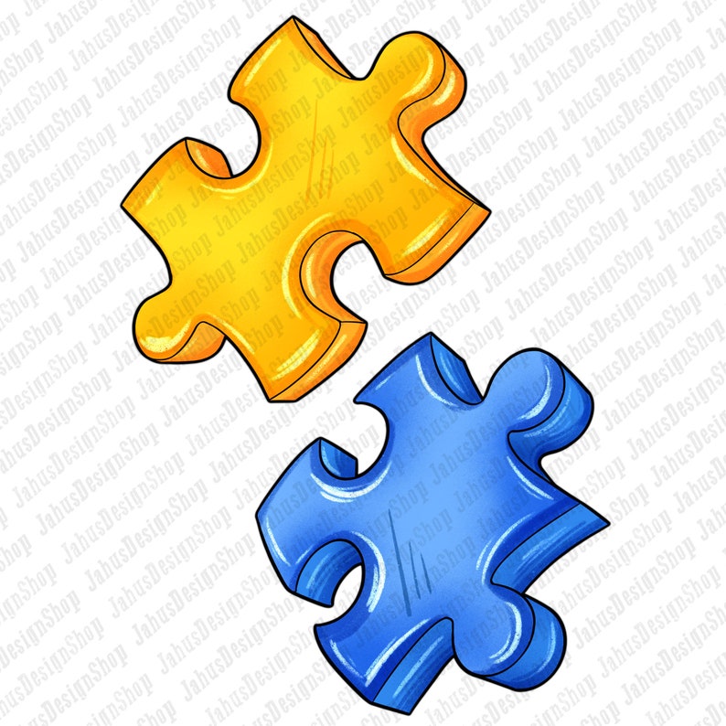 K&ouml;nnte beinhalten: Zwei Puzzleteile, eines gelb und eines blau, passen zusammen. Die Teile sind im Cartoon-Stil mit gl&auml;nzender Oberfl&auml;che gezeichnet.