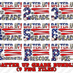 Batter Up Grade Png Design Bundle, Back To School Png, Hello School Png, Baseball Back To School Png, Love School Png, Digital Download