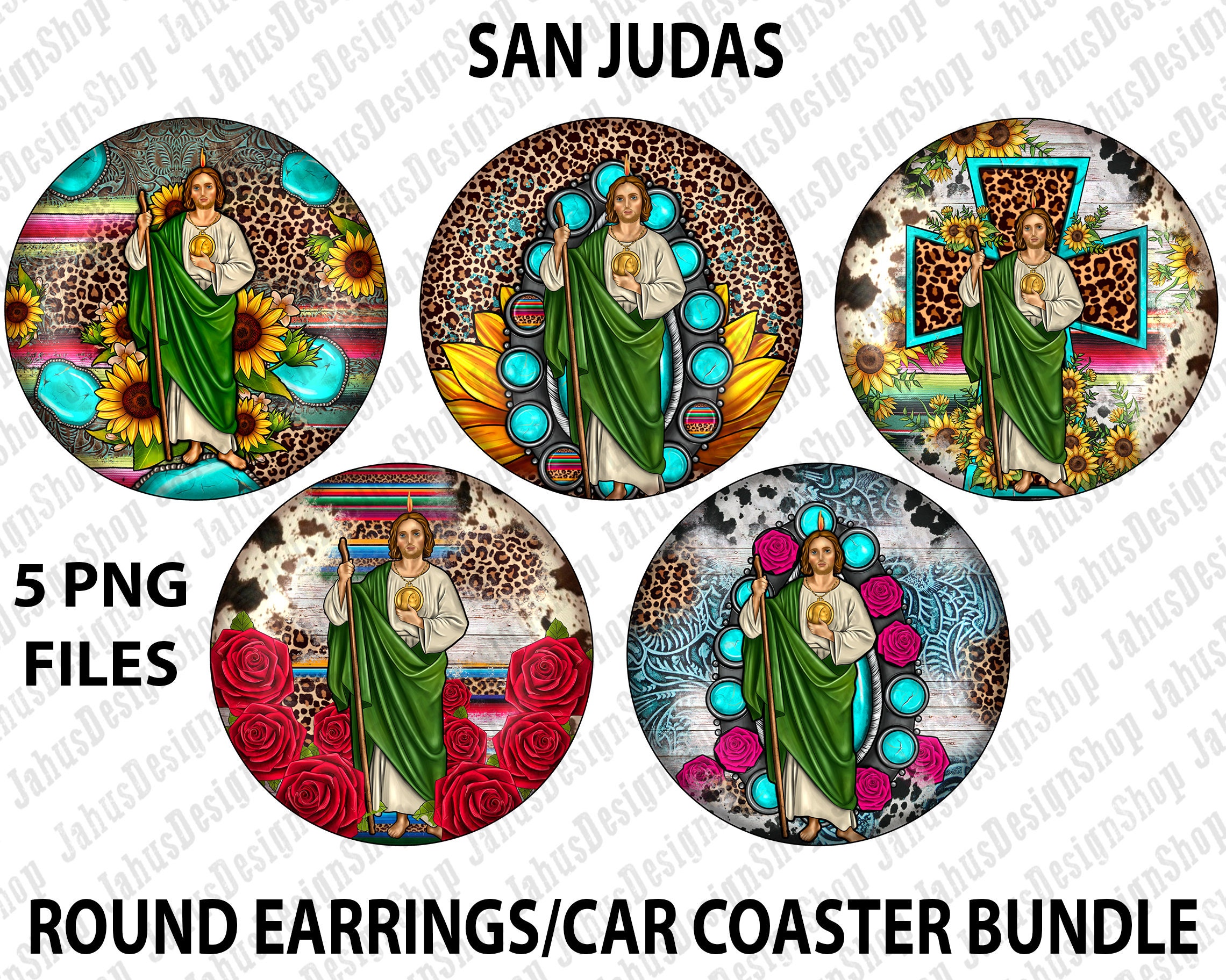 San Judas round earrings png sublimation design download, San Judas png, San Judas car coaster png, sublimate designs download