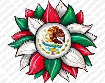 Mexican Flag Sunflower Png Sublimation Design, Mexican Flag Png, Sunflower Png, Mexico Png, Western Sunflower Png, Instant Download