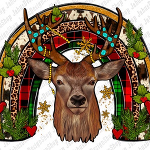 Christmas Reindeer Rainbow Png Sublimation Design, Xmas Reindeer Rainbow Png, Christmas Rainbow Png, Western Christmas Png, Instant Download
