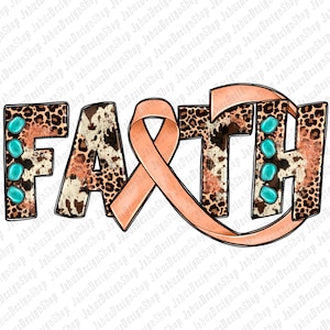 Glaube peach Ribbon png Sublimation Design download, Cancer Awareness png, Cancer Ribbon png, Christian png, sublimate designs download