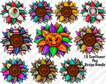 Sunflower Png Sublimation Design Bundle, Sunflower Png, Colorful Sunflower Png, Leopard Sunflower Png, USA Sunflower Png, Instant Download