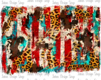 America Turquoise Cowhide Leopard Background PNG, Western PNG,Western Background, Cowhide Png,Instant Download,Sublimation Design
