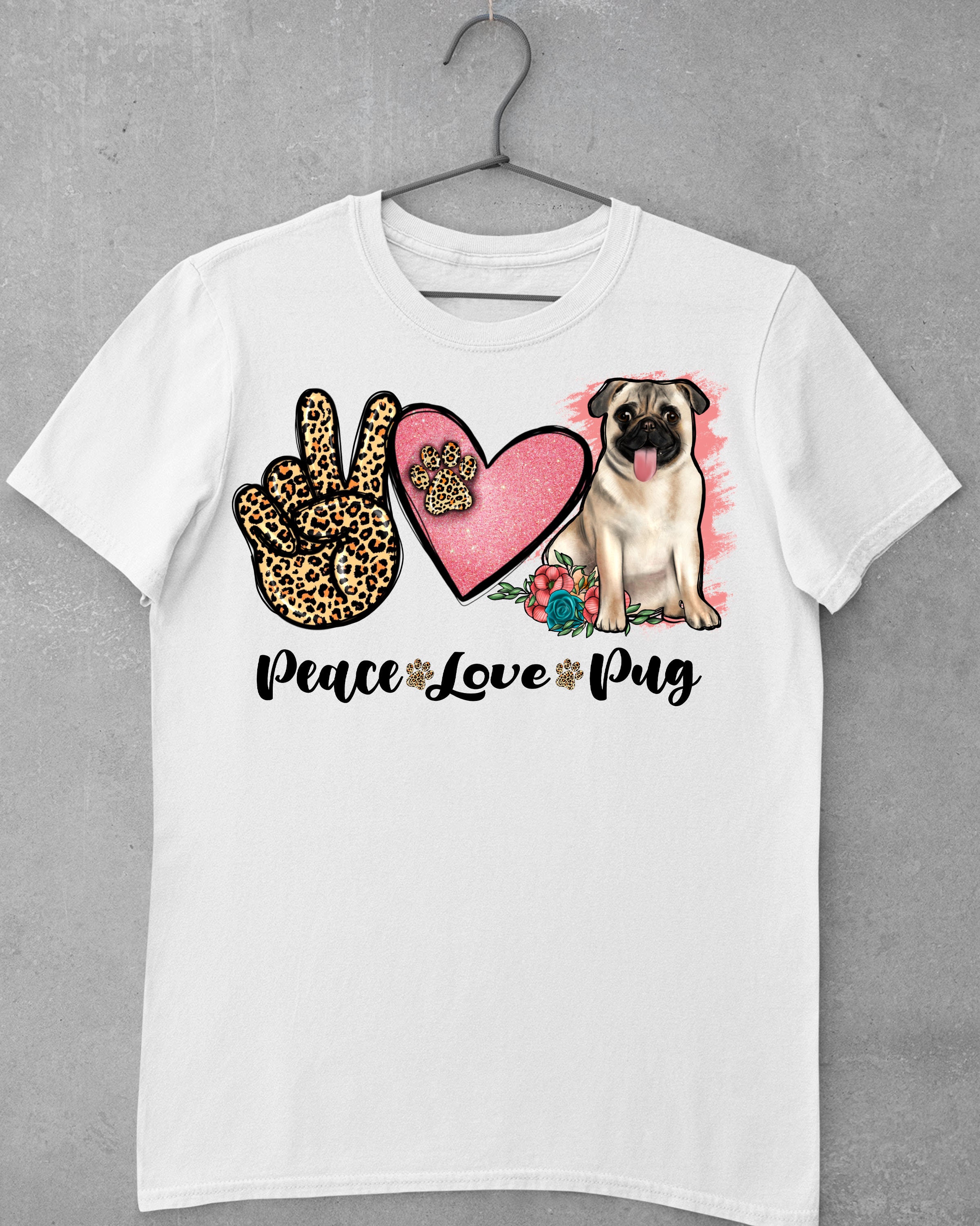 Peace Love Pug Png,leopard Png,floral Clipart,dog Mom Png,pug Png,peace ...