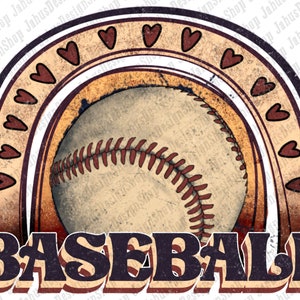 Baseball Rainbow PNG, Vintage Baseball Clipart, Retro Baseball Design, Sports Design, Png Sublimation Design, Instant Download