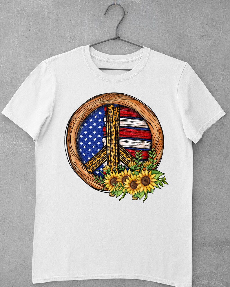 Peace Sign Leopard Sunflower PNG USA Flag PNG4th of | Etsy