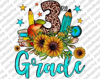 Diseño de sublimación png de 3er grado, escuela png, tercer grado png, grado occidental png, regreso a la escuela png, imágenes prediseñadas de regreso a la escuela, descarga digital