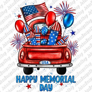 Happy Memorial Day Farm Truck Png, 4th Of July Png, Usa Flag And Firework Truck Png, Truck Png, Usa Truck Png Digital Downloads