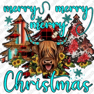 Merry Merry Merry Christmas Cow Png Sublimation Design, Christmas Trees Png, Merry Christmas Png, Christmas Cow Png, Digital Download