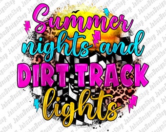 Summer Nights And Dirt Track Lights Png Sublimation Design, Checkered Race Png, Leopard Race Png, Race Png Design, Race Png,Digital Download