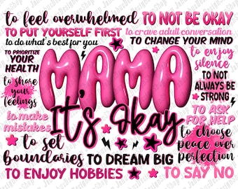 Mama it's okay typography png sublimation design download, mama life png, Mother's Day png, sublimate designs download
