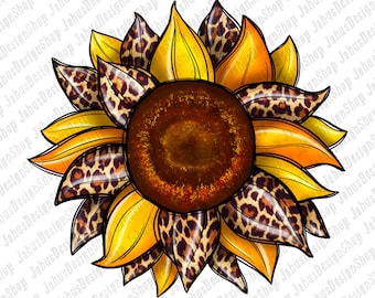 Diseño de sublimación de leopardo amarillo girasol png, girasol png, leopardo png, amarillo png, occidental girasol png, descarga instantánea