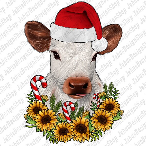 Christmas Sunflower Calf Png Sublimation Design, Sunflower Calf Png, Candy Cane Sunflower Png, Western Calf Png, Instant Download