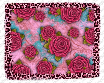 Pink Rose Leopard Background PNG, Valentines Day Background Png, Pink Rose Png, Rose Clipart, Png Sublimation Design, Instant Download