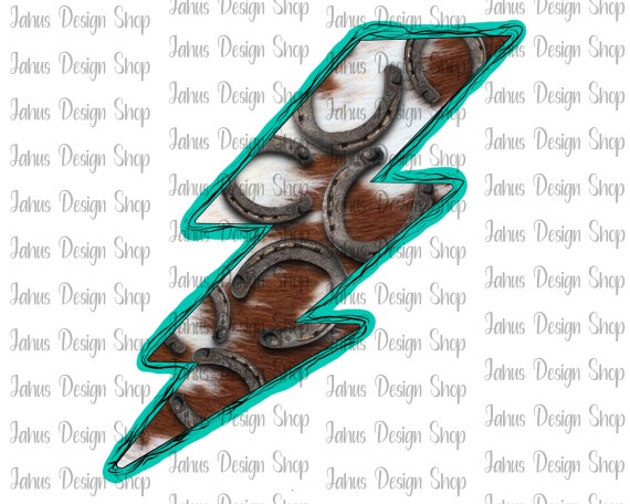 Western Turquoise Sunflower Lightning Bolt Bundle PNG, Sublimation