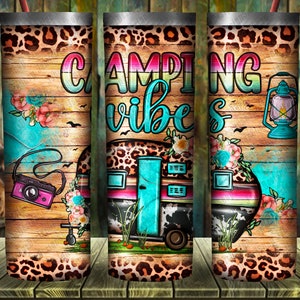 Camping Vibes Tumbler Png Sublimation Design, 20oz Skinny Tumbler Png, Camping Tumbler Png, Western Caravan Png, Camp Png, Digital Download