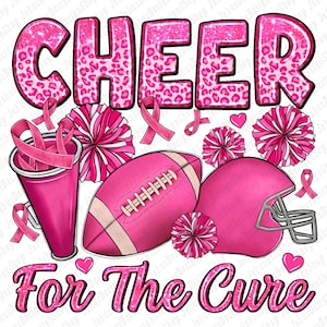 Cheer for the cure png sublimation design download, Breast Cancer png, Cancer Awareness png, school spirit png, sublimate designs download