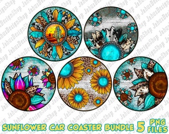 Sonnenblumen Autoachterbahn png Sublimation Design Bundle, westliche Autoachterbahn png, Sonnenblumen png, sublimieren Designs herunterladen