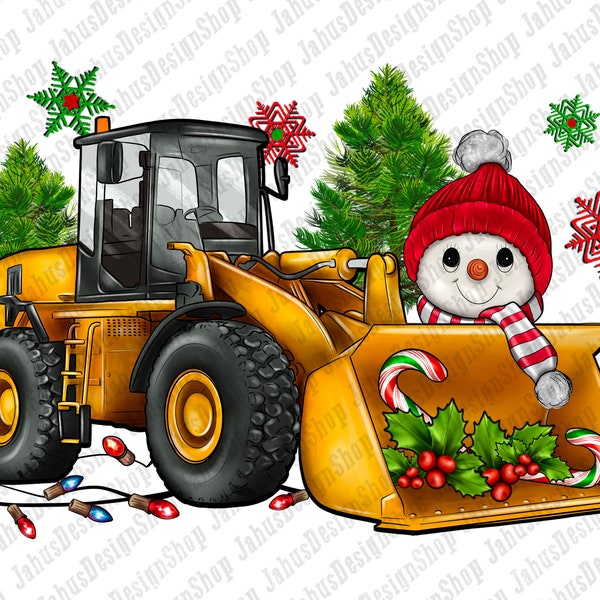 Christmas Bulldozer Snowman Png Sublimation Design,Hand Drawn Construction Machine Png,Construction Vehicle Png,Heavy Equipment Png Download