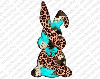 Leopard Turquoise Bunny Png Sublimation Design, Easter Sublimation Png, Leopard Bunny Png,Easter Day Png,Digital Download,Instant Download