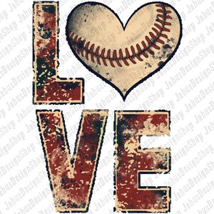 Baseball Love PNG, Baseball Ball PNG, Heart Png, Retro Baseball Design, Sports Design, Png Sublimation Design, Instant Download