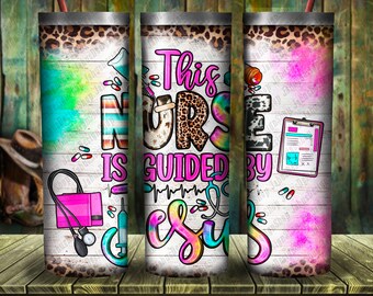 This Nurse Is Guided By Jesus Tumbler Png, Nurse Png, Nurse Life Png, Nursing Png, Nurse Tumbler Png, Tie Dye Nurse Tumbler Png, Download