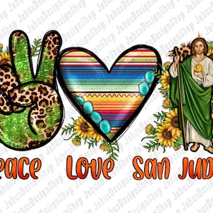 Peace Love San Judas Png Sublimation Design, Jude Der Apostel Png, St. Jude Thaddeus Png, Jesus Christus Png, Religiöse Png, Glaube Png Download