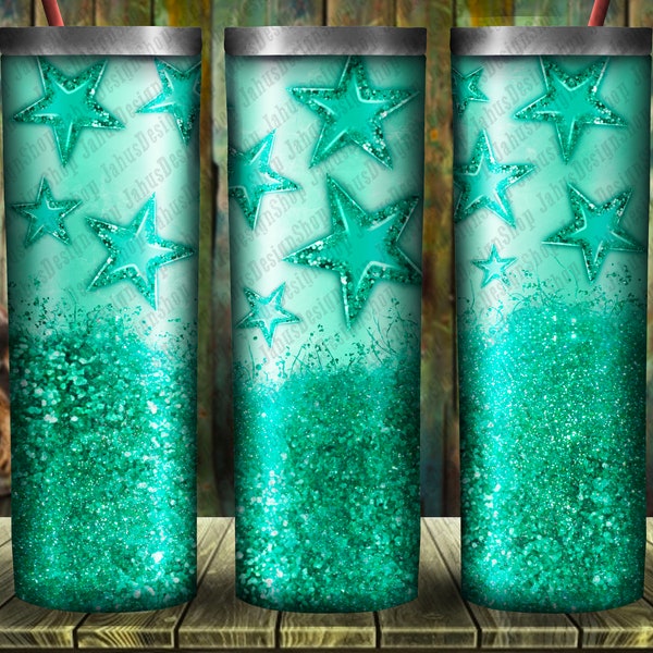 Green Glitter Star Tumbler Png Sublimation Design,20oz Skinny Tumbler Png Design,Green Glitter Star Clipart,Green Star Tumbler Png Download