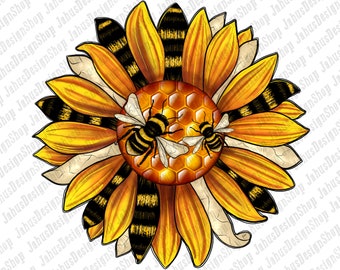 Bee Sunflower Png Sublimation Design,Sunflower Png, Bee Png,Yellow Sunflower Png,Honey Sunflower Png,Png Sublimation Design,Instant Download