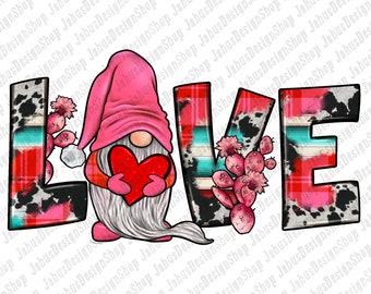 Gnome Love Png, Love Png, Gnome Sublimation Design Png, Gnome Love Design Png, Valentine Gnome Love Png, Leopard Png, Genome With Heart Png