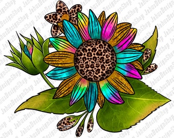 Western Sunflower Png Sublimation Design, Sunflower Png, Western Png, Leopard Sunflower Png, Png Sublimation Design, Instant Download