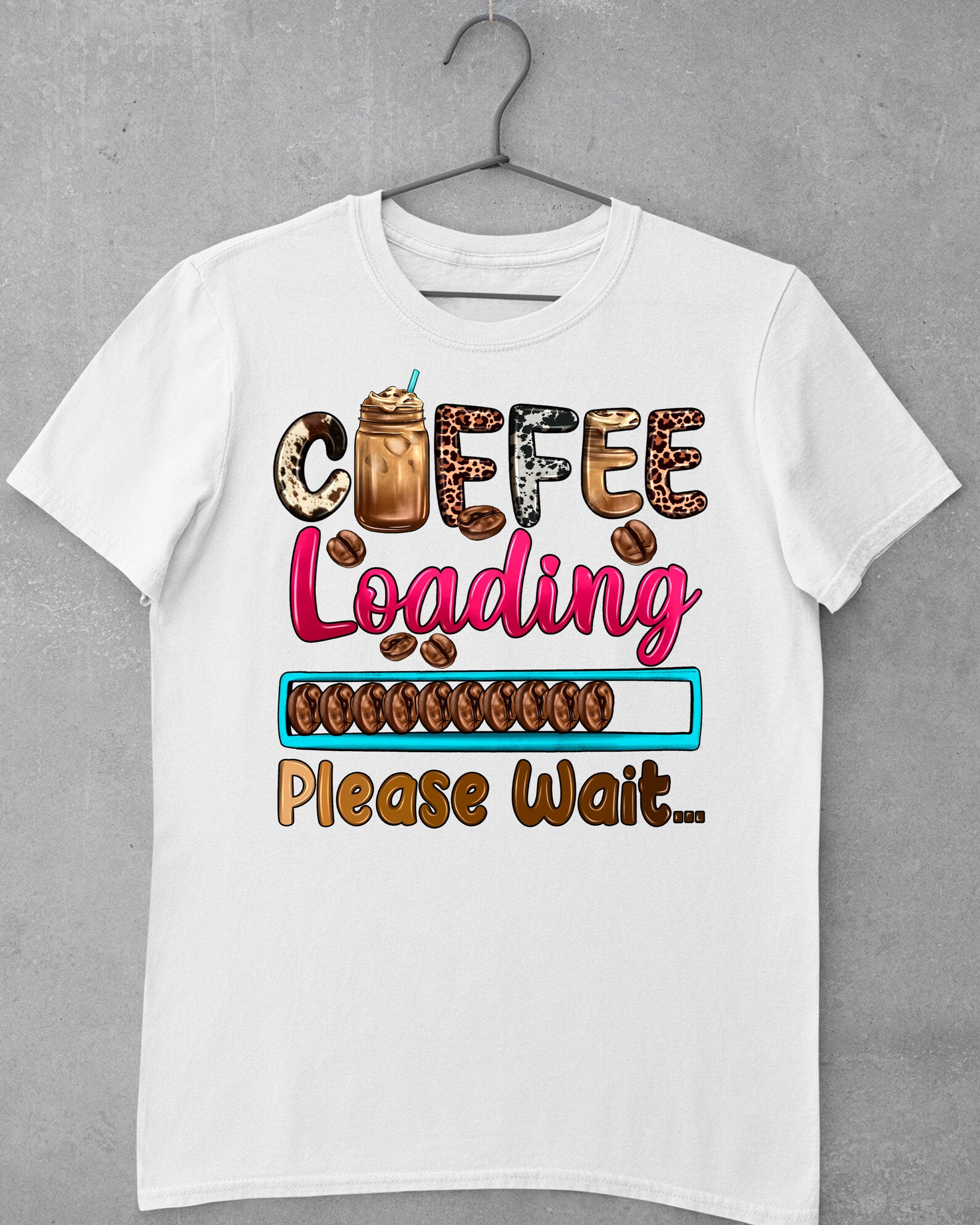 Coffee Loading Please Wait Png Sublimation Design, Ice Coffee Png ...