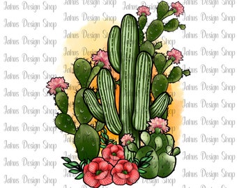 Western Cactus Png, Sublimate Designs, Rose Png, Watercolor Background,Cactus Png,Floral Design,Sublimate Designs Download,Digital Download