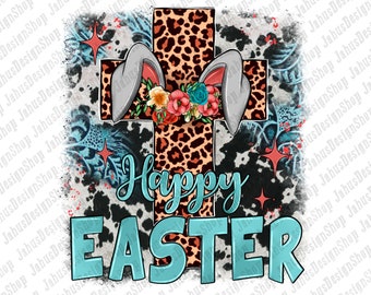 Happy Easter With Cross Png Sublimation Design,Easter Sublimation Png,Happy Easter Cross Png,Easter Day Png, Bunny Ears Png,Digital Download