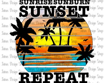 Sunrise Sunburn Sunset Repetir PNG, Playa PNG, Sunset Png, Diseño de verano, Diseño de sublimación, Descarga instantánea, Impresión digital, Archivo digital