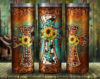 Western Cross 20oz Skinny Tumbler Design, Cross Tumbler Png, Leopard Cross Tumbler Png, Western Cross Tumbler Png, Instant Download
