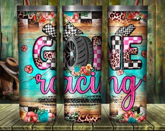 Gone Racing Tumbler Png Sublimation  Design, 20oz Skinny Tumbler Png, Leopard Race Png, Race Sports Png, Race Flag Png, Digital Download